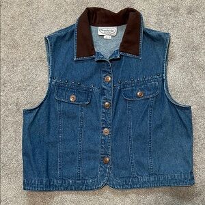 Vintage Stonebridge Denim Vest Studded size Large Petite